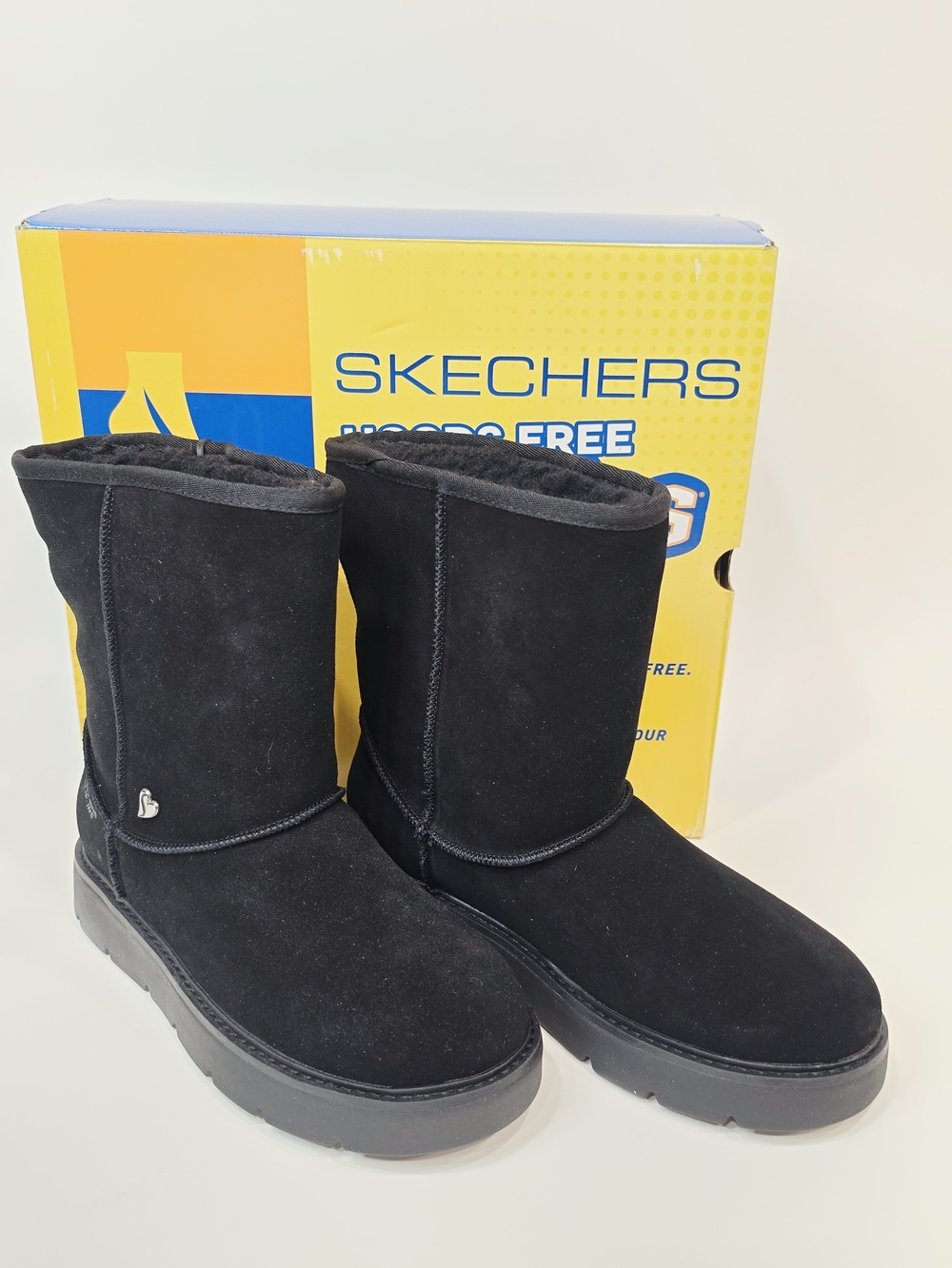 Skechers Keepsakes Cozy Black Suede Plush Lined Winter Boots